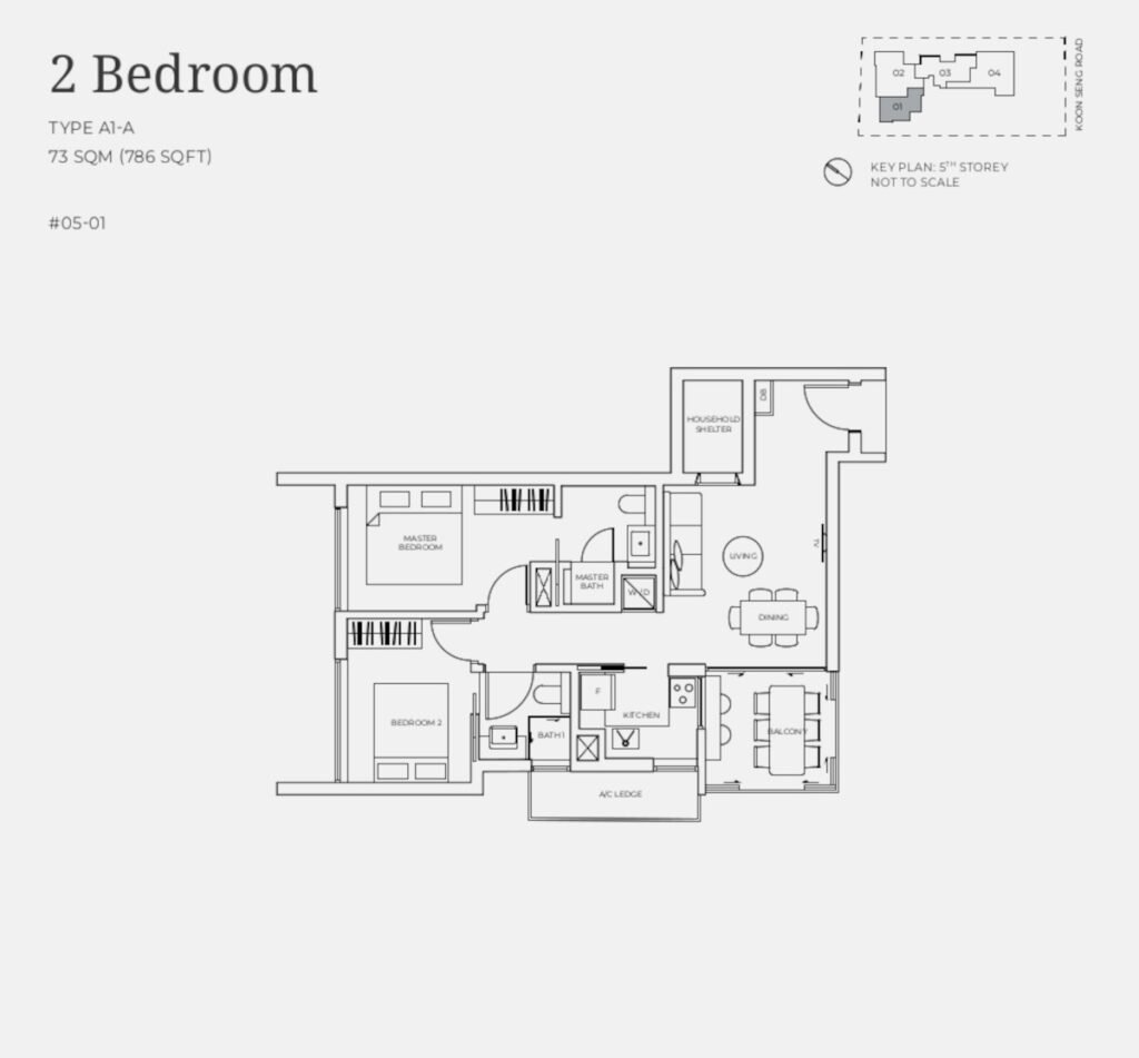 Koon Seng House 2 Bedrooms Floor Plan