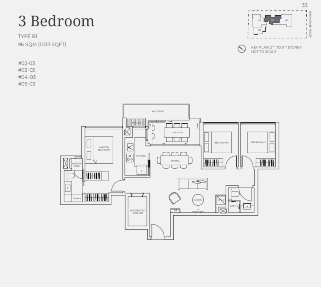 Koon Seng House 3 Bedrooms Floor Plan